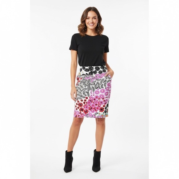 LuLaRoe Dresses & Skirts - LuLaRoe Pencil Skirt Womens Multicolor Floral Knee Length Colorful Spring